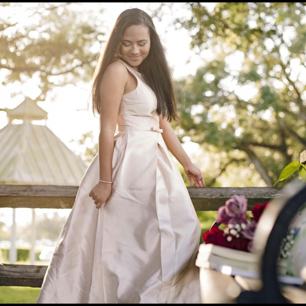 Cream teen long dress. Used twice.